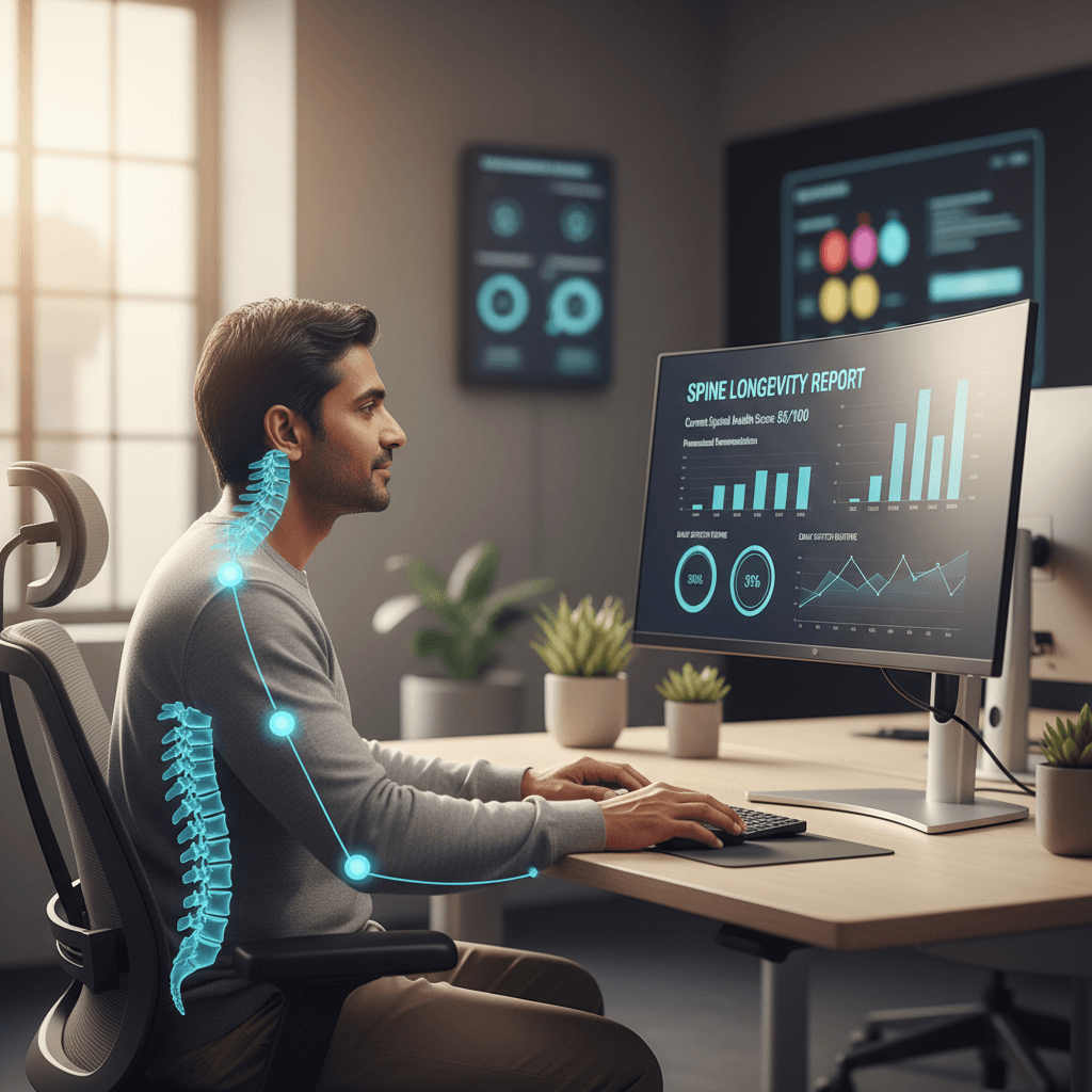 Man reviewing personalized posture and spine health insights