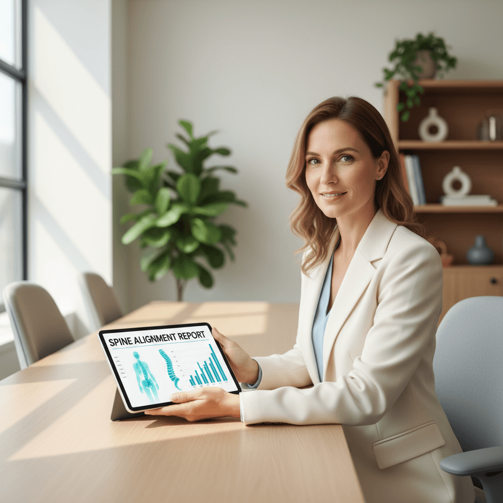 Professional reviewing personalized spine health analysis