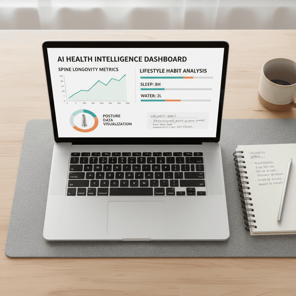 AI health dashboard with spine metrics