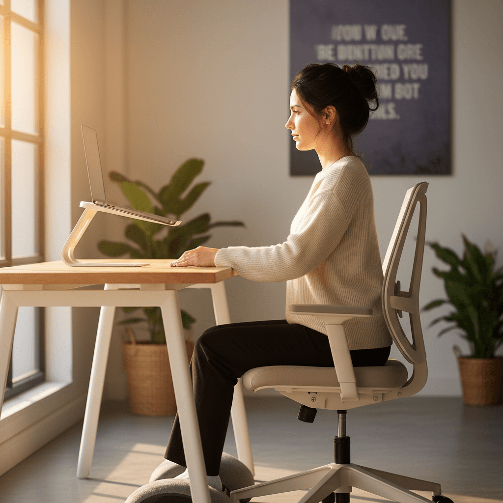 Professional desk worker with optimal posture