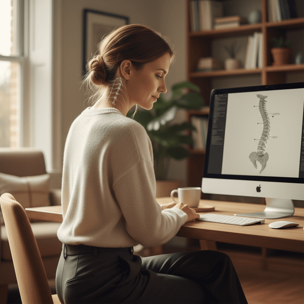 Professional analyzing posture at desk