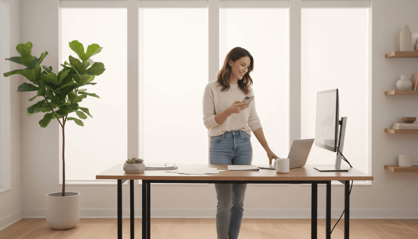 Desk worker practicing movement and stretching
